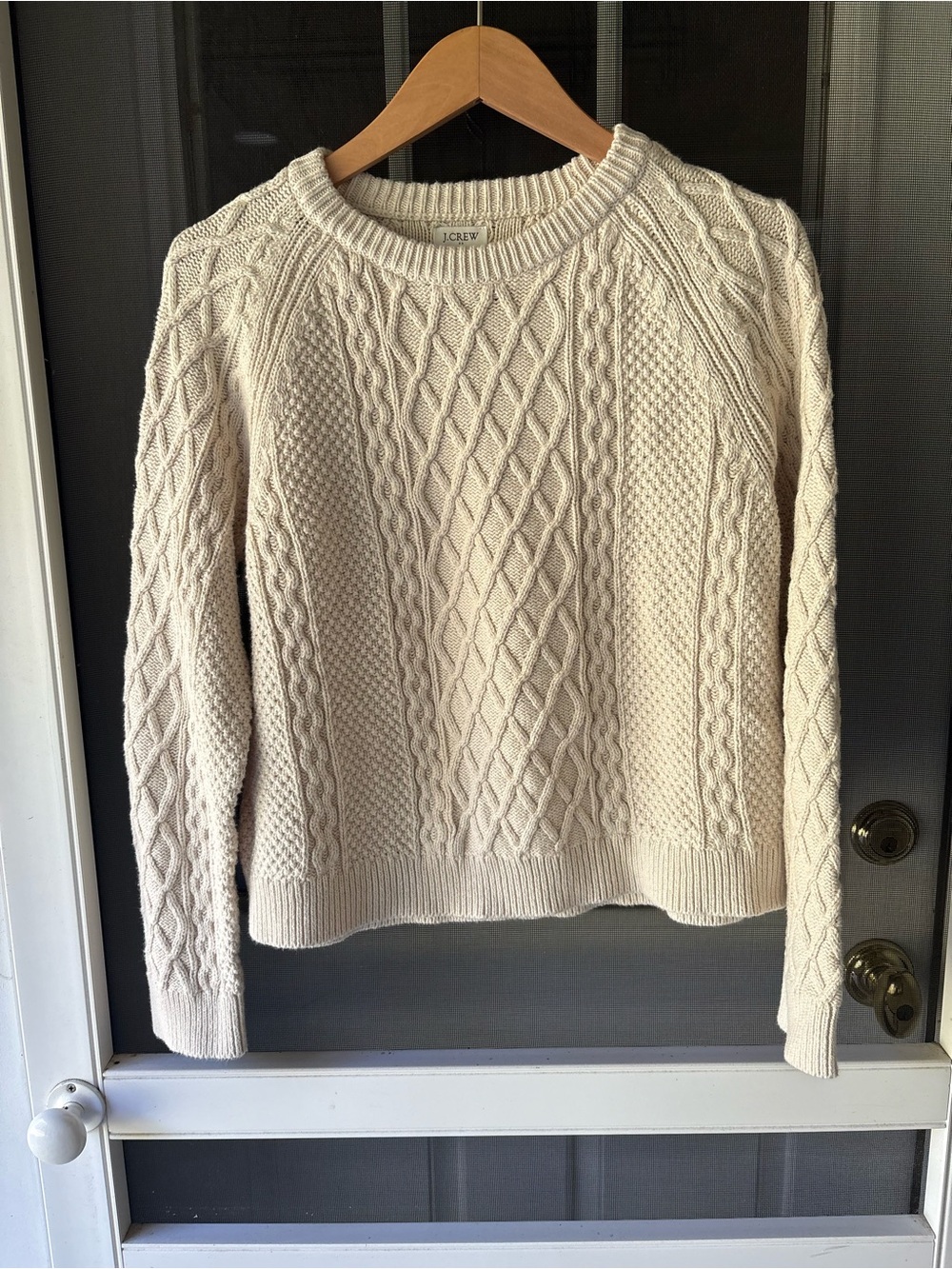 J. Crew Cream Cable Crewneck Sweater